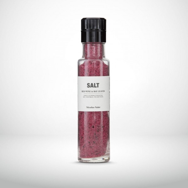 Nicolas Vahé Glasmühle Salz mit Rotwein und Lorbeerblättern 340g